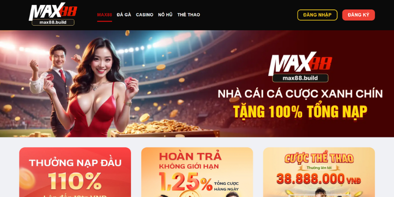 Giao diện trang chủ MAX88 – Thiết kế hiện đại, dễ sử dụng